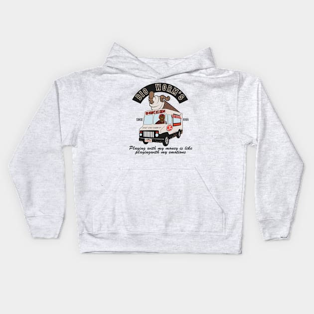 Big Worm's Ice Cream Truck Kids Hoodie by Geminiguys